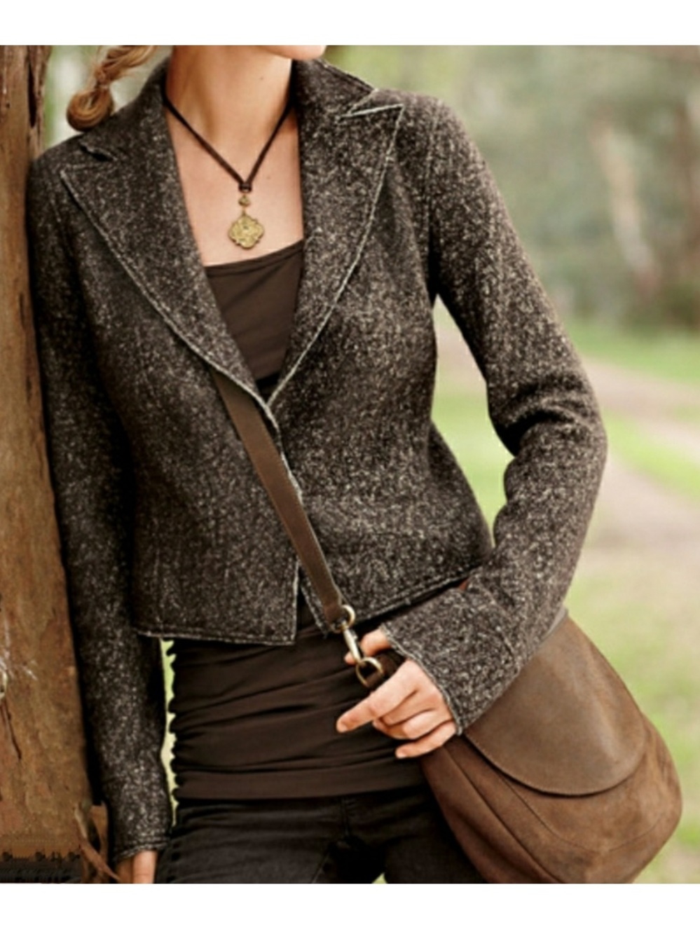 Peruvian Connection Biella Jacket Crop Wool Blend Size S